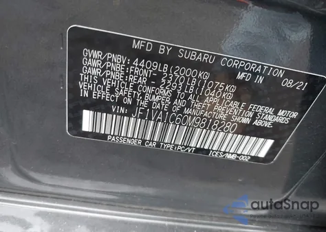 2021 Subaru Wrx Premium from USA, damaged, VIN JF1VA1C60M9818280